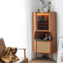 Nordic Solid Wood Corner Cabinet Simple Modern Living Room Wine Cabinet Corner Cabinet Corner Cabinet Corner Cabinet Kitchen Dining Storage Cabinet