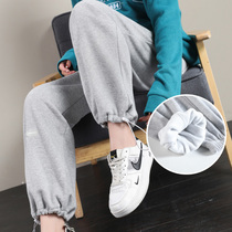 2021 autumn winter sports pants womens pants loose Toe Toe plus velvet thick gray slim winter casual lantern pants