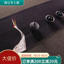 Handmade Zen tea mat ancient style and wind crane pine red-crowned crane table flag tea mat dry bubble Mat White Crane