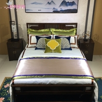 Exhibition hall-like rooms New Chinese New Classical home textiles Multi-piece sets bedding Soft furniture assorted blue leaves