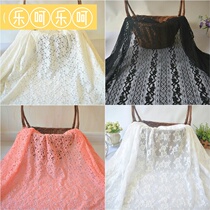 Lace fabric Large white mesh gauze material embroidered flower soft yarn hollow yarn encrypted curtain gauze material sand curtain