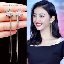 Earrings female long temperament sterling silver tassel ear line super fairy net red retro European and American 2021 new trend all-match earrings