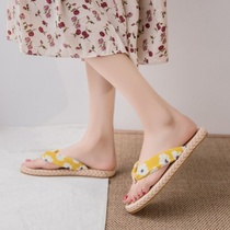 Holiday ladies 2019 cool drag splint Western style 2020 cloth shoes womens shoes summer flip flops womens cloth women flowers