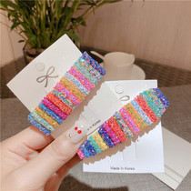 Star with side clip rainbow color sequin bbon clip Square drop side clip bangs clip student hair accessories