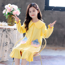 Girls night Dress Summer cotton long sleeve thin childrens pajamas cardigan dress Spring and Autumn girl princess home dress