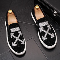 European Station mens leather shoes 2022 Spring and autumn 100 lap fashion Breathable Lego Shoes Casual Soft Bottom One Foot foot Lazy Shoes