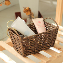 Toilet waterproof desktop storage box cosmetics sundries remote control bathroom woven porch storage box small rattan weaving