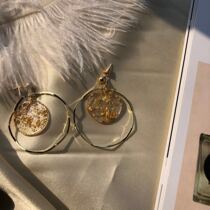 Ins silver needle geometric circle French temperament long earrings suitable for round face exaggerated simple lazy wind ear clip