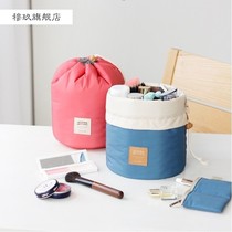 2021 Korean version of large capacity cylinder cosmetic bag drawstring waterproof polyester cylinder bag fashion storage travel wash bag