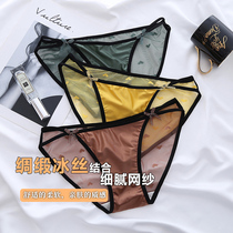 Pure Cotton Crotch Mesh Yarn Lady Triangle Pants Transparent Big Code Lace Pants Head Sexy Butterfly Knot Breathable Briefs 4 Bar