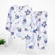 Summer childrens pajamas trousers set cotton silk thin boys cotton silk girl fat treasure plus fat version Home