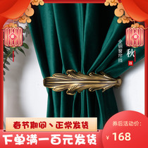 One leaf knows autumn European pure copper creative light luxury curtain hook American art wall hook Nordic decoration hanging buckle hanging ball