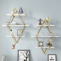 Nordic wall-mounted bookshelf decorative rack golden simple living room wall shelf creative TV background wall hanging