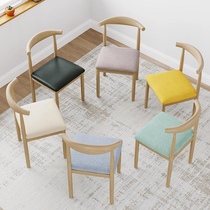 Dining chair Home Modern minimalist bedroom desk Learn Makeup Stool Imitation Solid Wood Table Chair Backrest Horn Chair