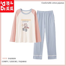 Top melon melon cotton pajamas womens spring and autumn cartoon long sleeves sweet girl cotton can wear housewear suit
