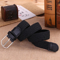 Male and female casual belt fashion versatile woven elastic canvas pin buckle elastic Korean trousers belt women Youth
