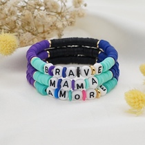 2021 New ins Bohemian soft pottery letter bracelet with mama Beach travel holiday personality bracelet