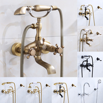  European-style retro all-copper matte black bathtub faucet Bathroom Bathroom simple hot and cold water in-wall shower