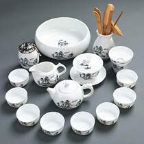 DeHua white porcelain kung fu tea set set simple modern household teapot Cup Cup Bowl set tea ceremony tea art