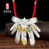 Luxury encounter necklace male tide sterling silver SHEYUGOROS Takahashi Eagle Deer leather rope glass bead feather set chain