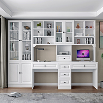 Double computer desk bookcase desk desk integrated childrens desk bookshelf combination simple desk home storage rack