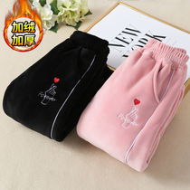 Girls plus velvet pants in autumn and winter wearing childrens big childrens thick cotton pants casual sweatpants winter wear