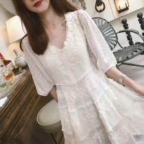 SANDRO MOSCOLONI small white dress lace dress children super fairy sweet seaside holiday dress new