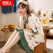 Antarctic nightdress womens summer cotton 2022 new short-sleeved young ladies cute lotus leaf pajamas womens summer