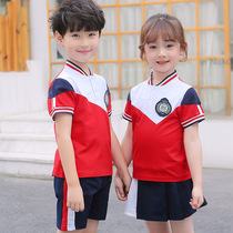Kindergarten uniform summer dress childrens school uniform set primary school class uniform summer English style short sleeve teacher sports meeting