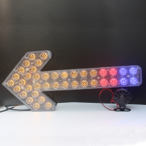 LED sprinkler arrow light vehicle induction double flashing light sanitation car red and blue warning P indicator light turn guide light 124V