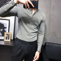 Fugui Bird Fall Casual Vertical Striped Shirt Men Long Sleeve Fit Korean Version Trendy Fashion Light Lavish Suit Lining Clothing