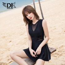 DK2021 new swimsuit woman covered with slim sexy South Korean ins one-piece dress style conservative bubble spa swimsuit