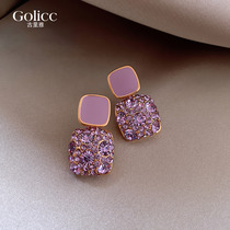 Advanced Sensation Purple Earrings Woman 925 pure silver silver needle ear nail South Korean online red temperamental ear decoration 2022 New wave