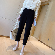 Black casual suit pants womens spring and summer 2020 new high waist slim pipe pants Joker Harlem pants