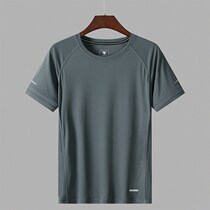 Summer mens fitness dress speed-dry short sleeve T-shirt running breathable large-size loose cold thin menswear