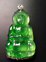 Natural Burmese old pit a goods Jinyang green ice jade pendant high-end Jade Buddha Guanyin jade pendant for men and women