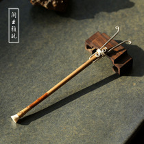 Handmade S999 sterling silver Xiangfeizhu antler pot picking pot fork teapot silver pot iron pot tea accessories kung fu tea set