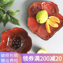 Jade Spring Ceramic Fruit Pan Chinese Creativity Ins and Wind Large Number of Domestic Living Room Table Dry fruit tray Decorative Pendulum