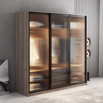 Nordic modern simple sliding door wardrobe bedroom assembly glass door wardrobe sliding door storage large wardrobe