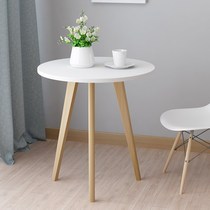 Small round table bedroom female white table ins Wind wooden small round table mini bedside table balcony small round table simple round table