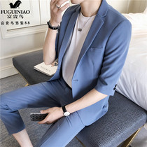 Rich and expensive bird summer new Korean version casual suit Two sets mens suit suits Body Fashion Business Free of Hot Wave