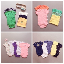 5 pieces of short sleeved baby baby in summer baby cotton - thin cotton - thin girl - baby triangle hacks
