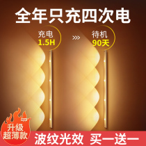 Cats eye corrugated human body induction light bar cabinet porch atmosphere decorative light wireless self-adhesive rechargeable magnetic wall light