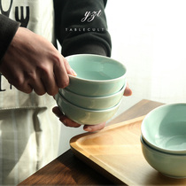 Ceramic Bowl single eating bowl celadon Chinese rice bowl oatmeal small Bowl Japanese tableware set home Nordic