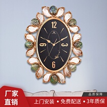 European-style living room large oval clock wall clock home silent shell hotel club decoration lobby high-end wall clock