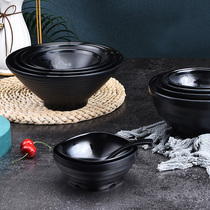 Top grid melamine bowl soup bowl black frosted noodle bowl commercial plastic bowl rice bowl imitation porcelain spicy bowl large Bowl 10