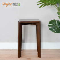 Xihe full solid wood low stool bedroom high stool Leisure Square stool childrens small bench creative sitting stool living room furniture