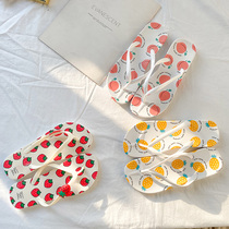 Cute cartoon fruit flat slippers beach shoes women wear home bathroom bath versatile cool slippers flip flops