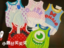 Japanese cattle summer new baby men and women baby sleeveless triangle climbing towel fabric baby conjoined clothes