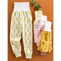 Childrens autumn pants big childrens high waist belly pants cotton single male and female warm pants can open crotch baby pajama pants